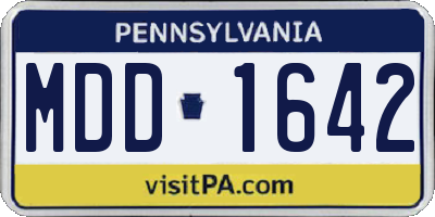 PA license plate MDD1642