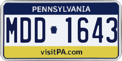 PA license plate MDD1643