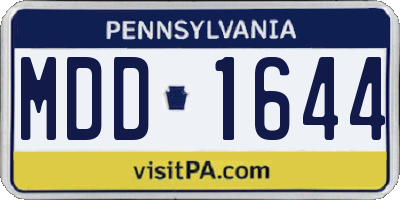 PA license plate MDD1644