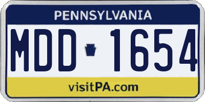 PA license plate MDD1654