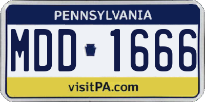 PA license plate MDD1666