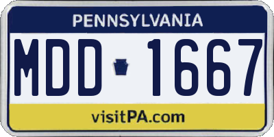 PA license plate MDD1667