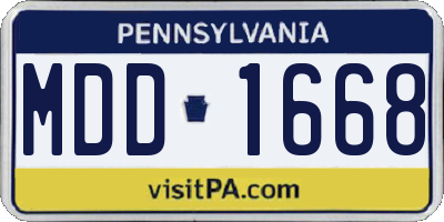 PA license plate MDD1668