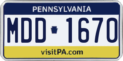 PA license plate MDD1670