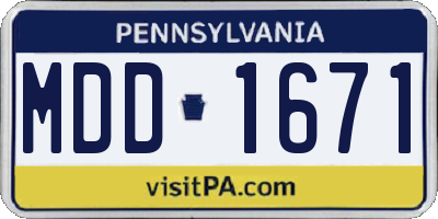 PA license plate MDD1671