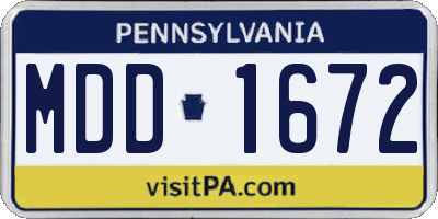 PA license plate MDD1672