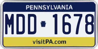 PA license plate MDD1678
