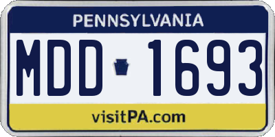PA license plate MDD1693
