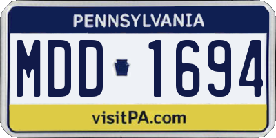 PA license plate MDD1694