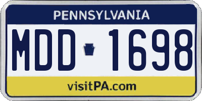 PA license plate MDD1698