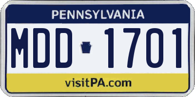 PA license plate MDD1701