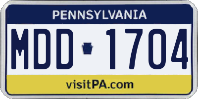 PA license plate MDD1704