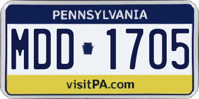 PA license plate MDD1705