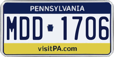 PA license plate MDD1706