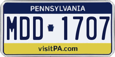 PA license plate MDD1707