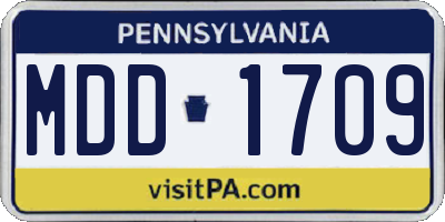 PA license plate MDD1709
