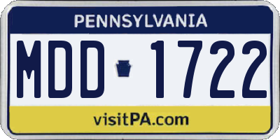 PA license plate MDD1722