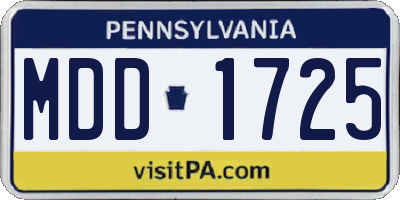 PA license plate MDD1725