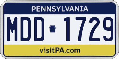 PA license plate MDD1729