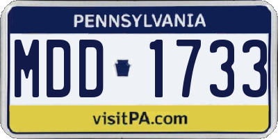 PA license plate MDD1733