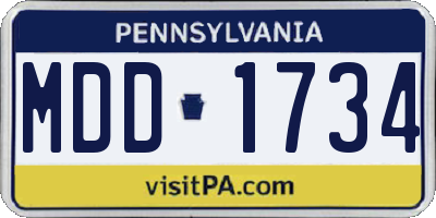 PA license plate MDD1734