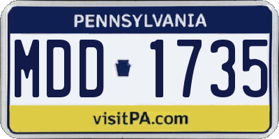 PA license plate MDD1735