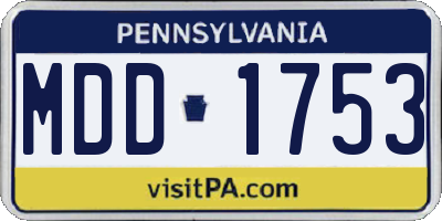 PA license plate MDD1753