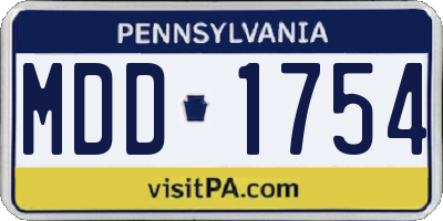 PA license plate MDD1754