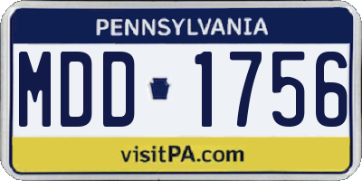 PA license plate MDD1756