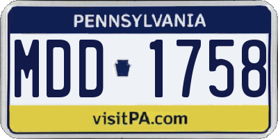 PA license plate MDD1758