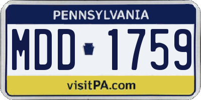 PA license plate MDD1759