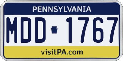 PA license plate MDD1767
