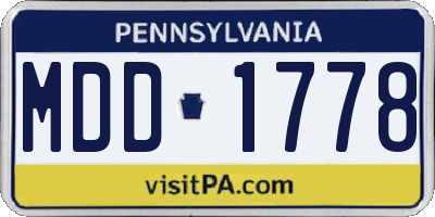 PA license plate MDD1778