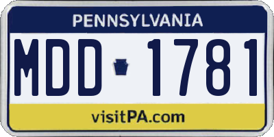 PA license plate MDD1781