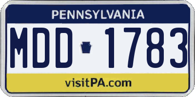 PA license plate MDD1783