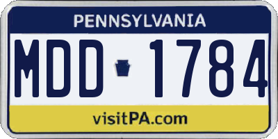 PA license plate MDD1784