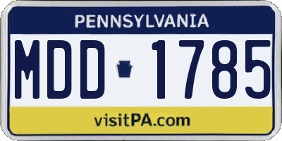 PA license plate MDD1785
