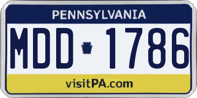 PA license plate MDD1786