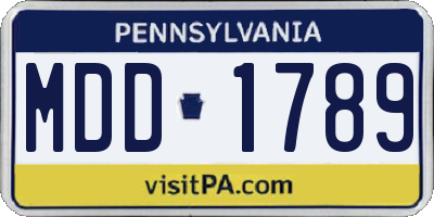 PA license plate MDD1789