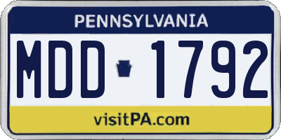 PA license plate MDD1792