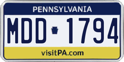 PA license plate MDD1794