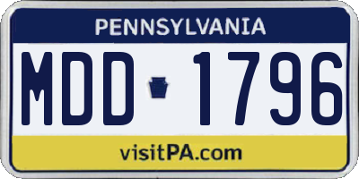 PA license plate MDD1796