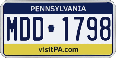 PA license plate MDD1798