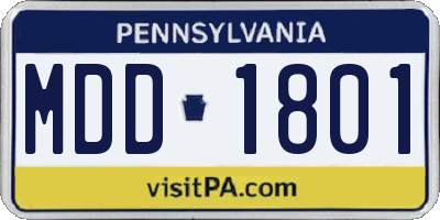 PA license plate MDD1801