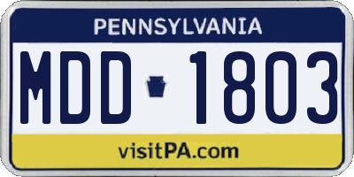 PA license plate MDD1803