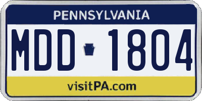 PA license plate MDD1804