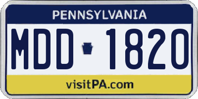 PA license plate MDD1820