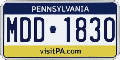 PA license plate MDD1830