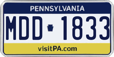 PA license plate MDD1833