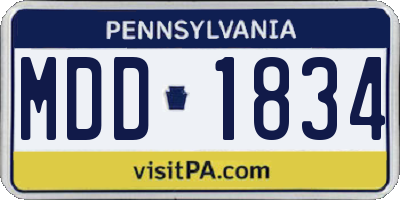 PA license plate MDD1834
